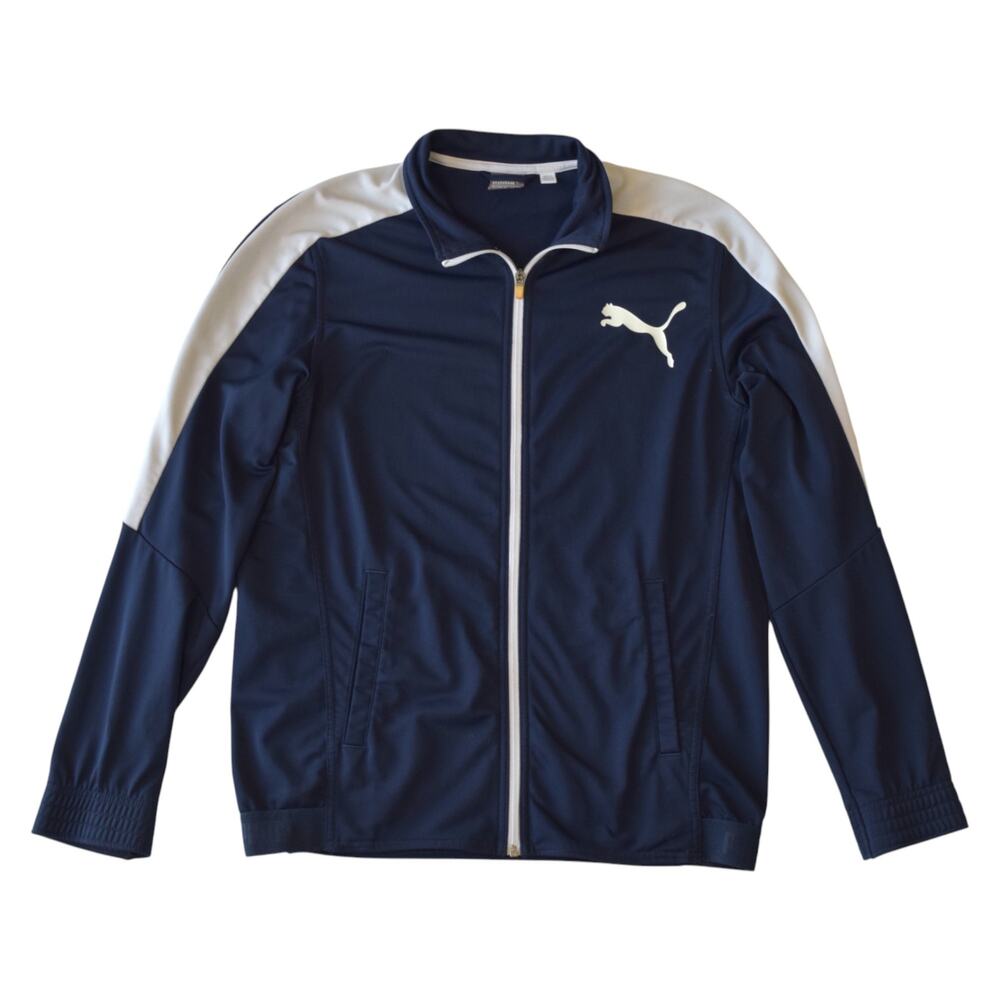 Puma Navy Track Jacket White Panels Zip-Up Men’s Medium